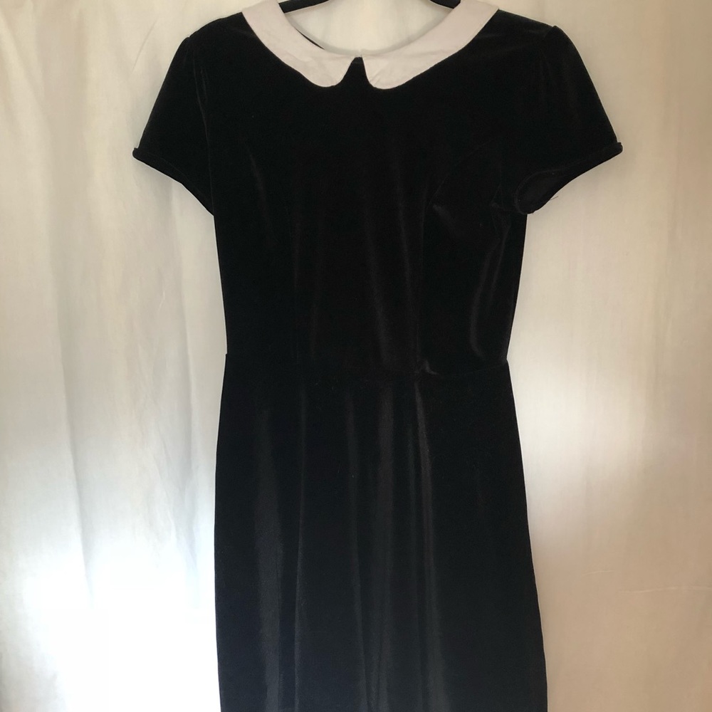 BUNDLE SALE Velvet black dress with white collar
